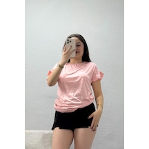 Modi Kolları Fırfırlı Bluz Pembe - 20772.599. Acık Pembe