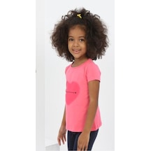 Toontoy Kids Toontoy Kız Çocuk Baskılı Bisiklet Yaka Kısa Kollu Tişört Fuşya