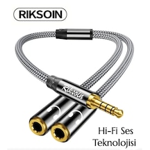 Riksoin Mikrofon Ve Kulaklık Ayırıcı 3.5mm Y Kablo Ce Lisanslı Sertifikalı Hi-fi Ses Teknolojisi Hasır Örgülü Sağlam Kablo 1 Adet