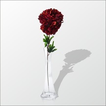 Uzun Bordo Ortanca 40Cm Gerçek Cam Masa Köşe Dresuar Sehpa Vazosu