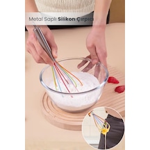 Metal Saplı Silikon Çırpıcı Çizilmez Çelik Mixer Çok Renkli