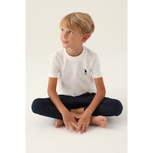 U.S. Polo Assn. Lisanslı Palm Tree Krem Erkek Çocuk Pijama Takımı 5274-43181 Krem