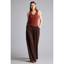 Defacto Wıde Leg Yüksek Bel Keten Karışımlı Pantolon E0127ax26smbn320 Kahve-bn320