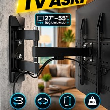 27 55 İnç Hareketli Çift Kollu Tv Askı Aparatı Lcd Led Duvar Montaj Aparatı