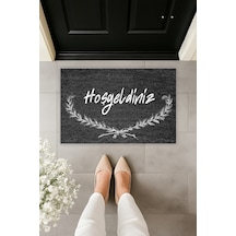 Dormot 1modern Dijital Baskı - Popüler Füme Hoşgeldiniz Karşılama Paspas - Kapı Önü Paspas 70x45 Siyah