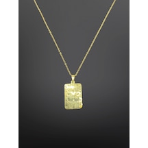 Dikdörtgen Plaka Model Gold Renk Antialerjik, 316l Çelik Kolye - Modern Ve Trend Tasarım Gold