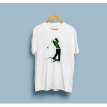 Oversize Golf Tasarım Unisex T-shirt Beyaz