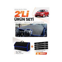 Kia Ceed 2006-2012 Uyumlu Torpido Örtüsü + Tay Tüyü Bagaj Çantası + Sticker Seti - Siyah Mavi