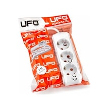 Ufo 3lü 5 Metre Kablolu Topraklı Grup Priz, 16a 250v, Üçlü Uzatma Kablosu Beyaz Renk