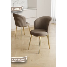 Canisa Risa Serisi 1 Adet Cappucino Mutfak Sandalyesi Gold Kaplama Metal Ayak 1. Sınıf Babyface Kumaş Cappucino Sandalye Gold Ayak