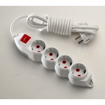 Mono Orion 4'lü Anahtarlı Topraklı Grup Priz 2 Metre (3x1) Beyaz