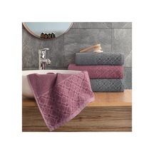 Diana 4 Parça Kadife Kutulu Banyo Havlu Havlu Seti Çeyiz Listesi Banyo Havlusu El Yüz Havlusu Antrasit Mürdüm