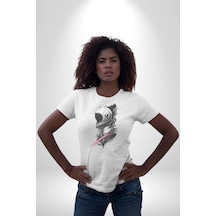Astronot Kafası Unisex Unisex Beyaz Organik Baskılı T-shirt Penye Yüksek Kalite Beyaz