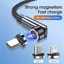 Willowhaven 540 Derece Dönebilir Manyetik Usb C Şarj Kablosu Kırmızı 2 Metre Hızlı Şarj