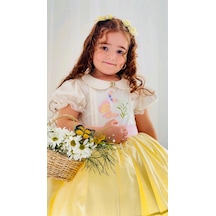 H L Y Karol Tasarım Sarı Kız Bebek Elbisesi,doğum Günü Elbisesi, Fotoğraf Çekim Elbisesi,0-12 Yaşa Uygun Sarı