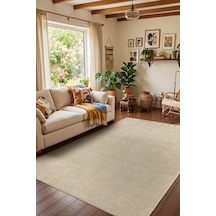 Valerıa Vlr01b Bej Dekoratif Şönil Kilim Modern Desen Yıkanabilir Yumuşak Kaymaz Taban Halı Yolluk
