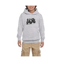 Zepplin Giyim Jeep Off-Road Gri Çocuk Kapşonlu Sweatshirt