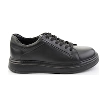 Siyah Hakiki Deri Erkek Sneaker E01089006541 Siyah