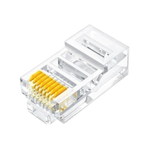 Plus Px-cat460 Cat6 Rj45 Konnektör, 100 Lü Paket Cat6 Ethernet Jak Plug, Altın Kaplama 3 Tırnaklı Rj45 Kablo Ucu, Network Lan İnternet Kablosu Sonlandırma Konnektörü, Standart Cat6 Plug