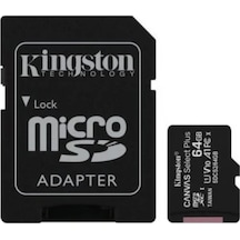 Kingston 64gb Canvas Select Plus Gen3 Micro Sdxc 100mb/s A1 Hafıza Kartı, Sdcs3/64gb
