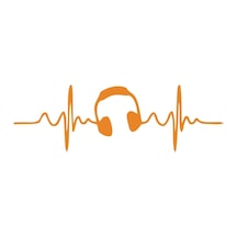 Kalp Atışı Kulaklık Araba Sticker 17x17 Cm Turuncu