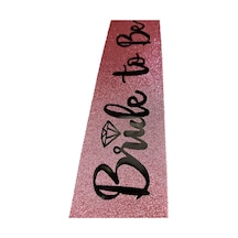 Pembe Üzeri Siyah İtalik Alyanslı Bride To Be Yazılı Simli Işıltılı Kuşak Kemer 10 Cm Genişlik 4w 78mm & Yok