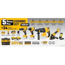 Sgs SGS5451 Darbeli Matkap + Kırıcı Delici Matkap + Avuç Taşlama Makinesi + Darbeli Somun Sıkma + Led Fener Combo Set 5 Parça