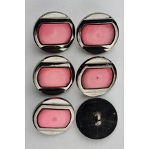 Plastik Ortası Pembe Renkli Yuvarlak Kaban Çeket Hırka Düğmesi 6 Adet