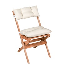 Bysay Puf Minderli Ahşap Katlanır Bahçe Sandalyesi Naturel-krem Krem