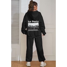 Uyguntarz Unisex Los Angles Baskılı Eşofman Takımı Siyah Losangeles
