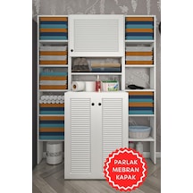 Kenzlife Membran Çamaşır Makinesi Dolabı Kasparovmaksduble Byzbyz Panjur 180 126 55-20 Mebran Kapak Mdf Gövde Banyo Kapaklı Arkalıksız Beyaz