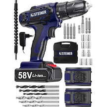 Steiner V-tech 58 V 5 Ah Darbeli Şarjlı Çiftakülü Vidalama Matkap Lacivert