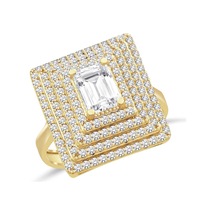 Lilarote Dört Şeritli Baget Taşlı Altın Yüzük