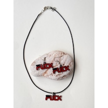 Paytak Moda F Ck Yazılı Set Unisex Metal Kolye Küpe Set Pytkklkp203