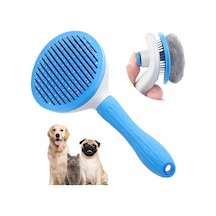 Sogud Mavi Otomatik Temizlenen Tüy Toplama Tarağı Basmalı Mekanizmalı Kedi Ve Köpek Tarağı