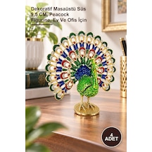 4 Adet Tavuskuşu Figür Dekoratif Masaüstü Süs 9,5 Cm, Peacock Figurine, Ev Ve Ofis İçin
