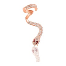 Gümüş Rose Zirkon ve Kök Yakut Taşlı Yılan Kıkırdak Küpe