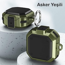 Samsung Galaxy Buds 2 Pro İçin Kılıf Darbeye Dayanıklı Sert Koruyucu + Askılık Asker Yeşili Buds 2 Pro İle Uyumlu Kılıf - Asker Yeşili
