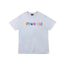 Stoned&Fame Astraworld Travis Scott Baskılı Unisex %100 Pamuk Beyaz T-shirt Beyaz