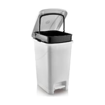 Omnipazar Srl-3029 Slim Pedallı Plastik Çöp Kovası İç Kovalı 25 Lt Beyaz