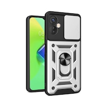 Herşeytrend İnfinix Hot 30 4g Kılıf Pars Lens Yüzüklü Silikon - Gümüş Çok Renkli Diğer