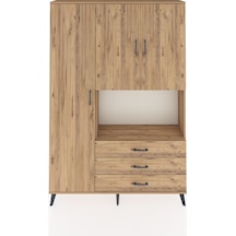 Arges Dolap 6 Raflı 3 Çekmeceli 3 Kapaklı 132x30x195 Çam-çam/çam Çam