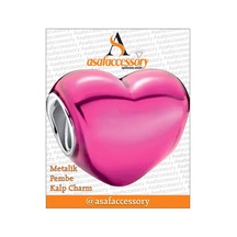 Metalik Pembe Kalp Charm