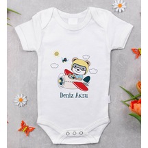 Bitmeyenkartus Bk Kids Isimli Sevimli Pilot Tasarımlı Bebek Body Zıbın - Model 1 Çok Renkli