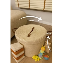 Armonia Deri Saplı Kapaklı Kirli Çamaşır Sepeti Düzenleme Sepeti Oyuncak Sepeti Krem