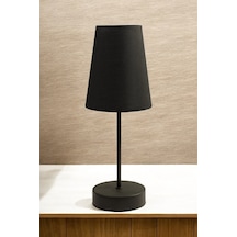 Modern Pil İle Çalışan Abajur Başlıklı Masa Lambası - Kablosuz Ay Siyah