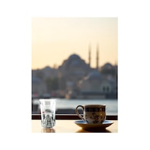 İstanbul Temalı Dekoratif Cam Kahve Yanı Bardak Ayasofya, Galata Ve Kız Kulesi Figürlü 730450825