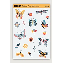 Iskandinav Kelebek Sticker Seti - 19 Adet Etiket Çıkartma Diğer
