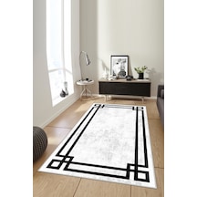 West Home Dijital Baskı Yıkanabilir Kaymaz Taban Salon Halısı Mutfak Halısı Yolluk Wh 422 White