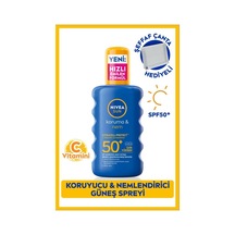 Sun Spf50 Yüksek Güneş Koruyucu Ve Nemlendirici Vücut Spreyi 200ml, Suya Dayanıklı, Çanta Hediyeli